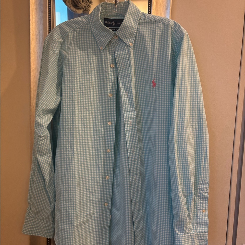 Ralph Lauren Men's Blue Checkered Shirt size S